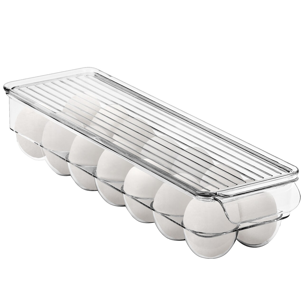 Sorbus Clear Plastic Egg Holder with Lid - holds 14 eggs for Fridge, Pantry, BPA-Free